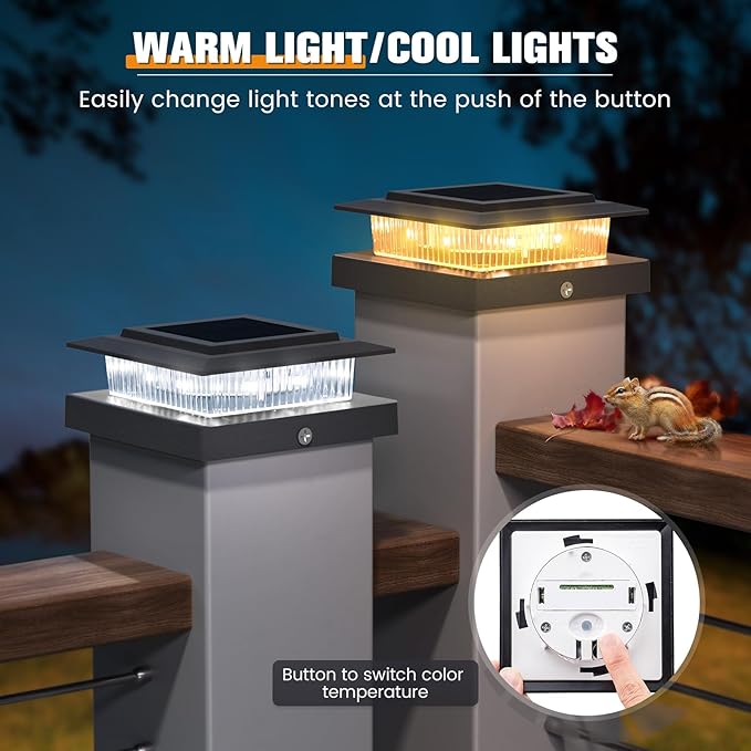 Post Cap Lights 16pack 4x4 Deck Fence Post Solar Lights Outdoor with Warm White LightingBlack Waterproof Solar Post Lights for Vinyl/Wood Posts to Decorate Fence DeckGarden Patio