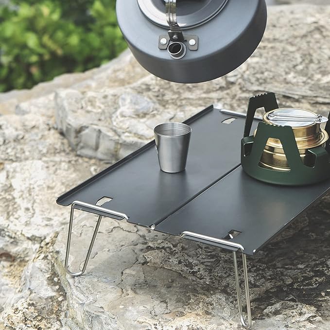 Camping Table 11.7 X 8.3 X 3.3in Portable Ultra Light Aluminum Alloy Folding Camp Side Table for Backpacking Camping Hiking Hunting Fishing