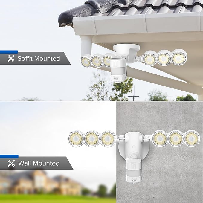 SANSI 45W 6000LM Motion Sensor Outdoor Lights 5000K 600W Equiv LED Outdoor Lights for House 4 Modes Wide 320° Angle Flood Lights Outdoor for Yard Soffit Garage Doorways IP65 Waterproof
