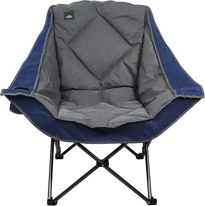 Northroad Oversized Foldable Camping Chair Outdoor Padded Lawn Chair w/Cup HolderCarry Bag for Beach Hiking and PicnicsHeavy-Duty 300-lbs Capacity Blue
