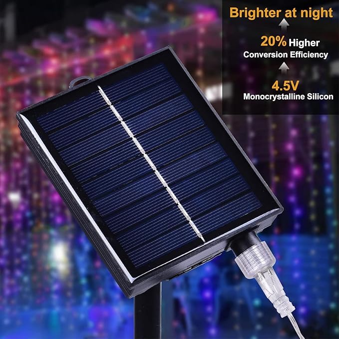300 LED Solar Curtain Lights Outdoor Indoor Solar Christmas Lights Fairy Window Waterproof Twinkle 8 Modes Christmas Decoration for Home Patio (Multi-Colored)