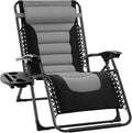 Trapper's Peak Padded Zero Gravity Chair with Removable Pillow and Side Table Grey/Black