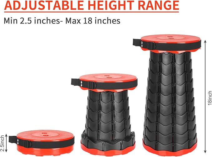 Esup 2 Pack Folding Camping Stool Collapsible Stool Portable Lightweight Retractable Folding Stools Seat Fishing Outdoors Indoors Kitchen Max Load 400lbs