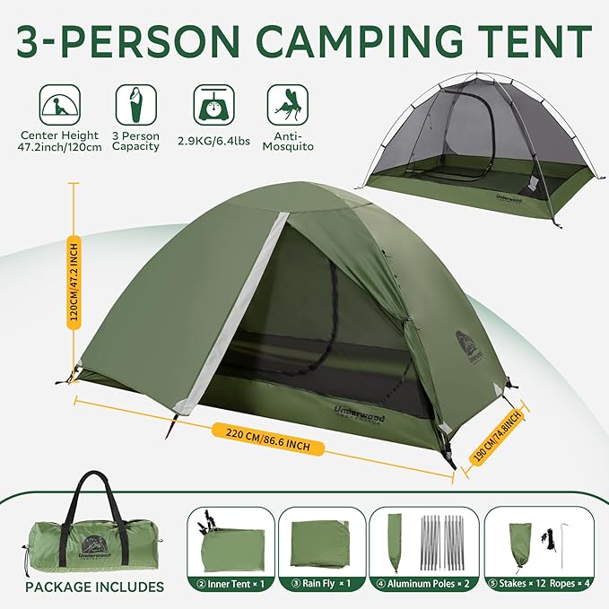 1/2 Person Backpacking Tent for Camping - Ultralight &amp Waterproof Outdoor Camping Tent Easy Set Up Compact Tent for 3 Season Lightweight Tents for Hiking by Underwood Aggregator