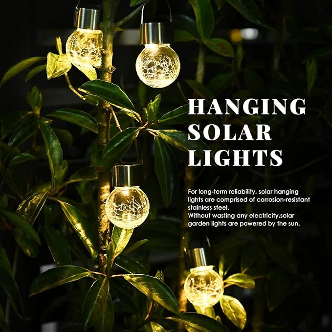 SOLPEX 12 Pack Hanging Solar Lights OutdoorSolar Outdoor Lights Decorative Solar Powered Waterproof Light Hanging Globe Light for Garden Yard Patio Lawn Flower Bed(Warm White)