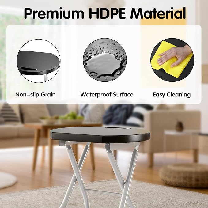 MIDDOW SILKYDRY Folding Stool 28'' Foldable Counter Bar Stools for Adults Portable with Handle Heavy Duty Metal Collapsible Stool Chair Barstools for Kitchen Outdoor &amp Camping 330 lbs Capacity