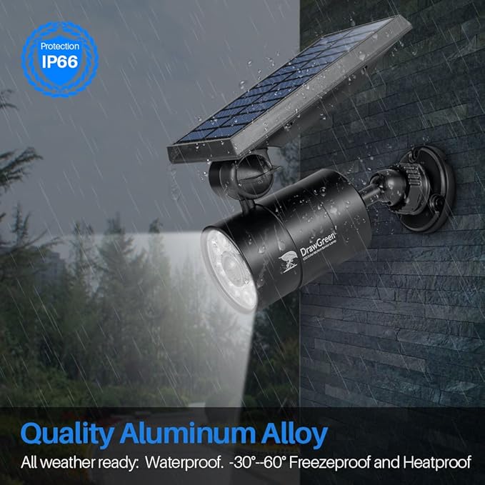 Solar Motion Lights for Outside Aluminum case(Not plastic) Outdoor Solar Flood Security Spot lights 1400LM 9W LED(130W Equ.) Garden Step Deck Patio Post Porch 100-Week FREE Refund/Replacement(Black)