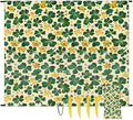 Waterproof Sandproof Beach Blanket 59''×68'' Plants Clover Polyester Outdoor Picnic Blanket with 4 Stakes &amp Storage Bag for BeachCampingVacation Yellow and Green