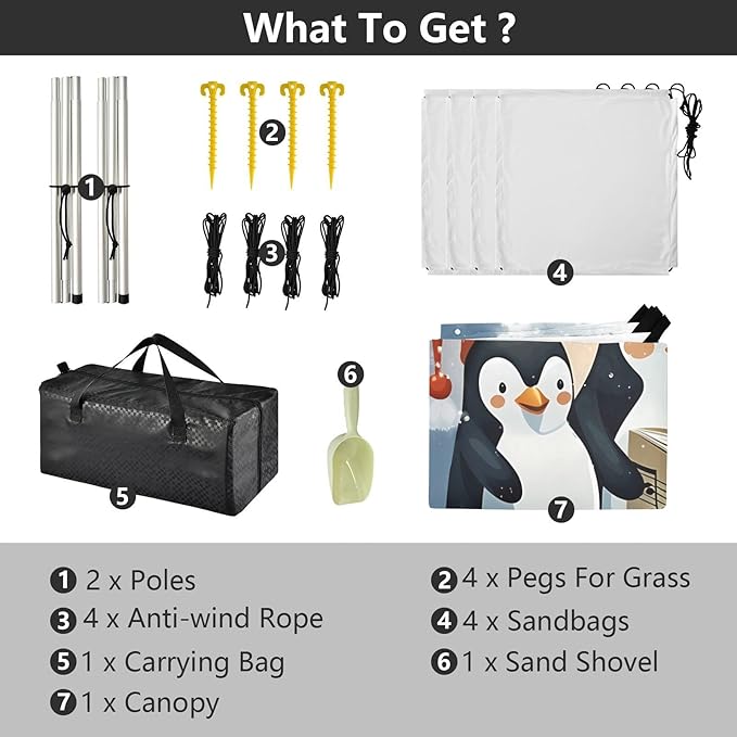 Christmas PenguinCamping Sun Shelters 9.2 x 10.5 FT Beach Canopy Tent Sun Shade with Carrying Bag for Camping Trips Fishing Backyard Fun or Picnics 21341473