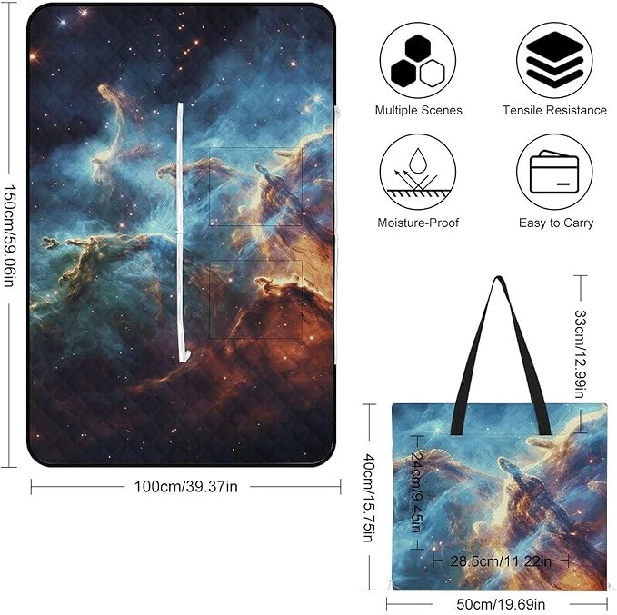 Zipper Universe Galaxy Space Style Picnic Mat Suitable for Travel Camping Park Or Home Use
