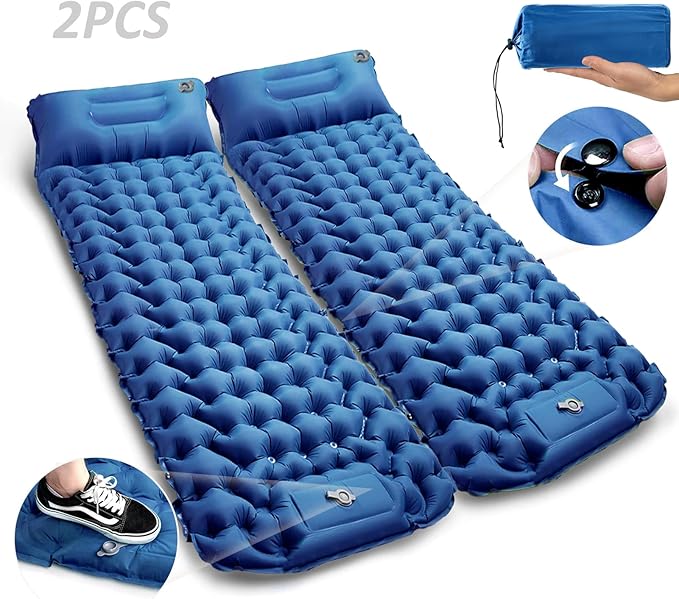 Camping Sleeping Pad Extra Thick Ergonomic Camping Mattress with Built-in Pump Lightweight and Compact for Backpacking Hiking Tent