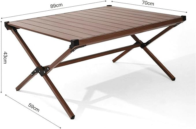 Aluminum Roll-Top Camping Table Dark Brown