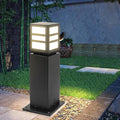 Landscape Path Lights 24 IP65 Waterproof Bollard Lights Heavy Duty Steel Stable Widened Base E27 Lamp Holder Modern Outdoor Path Lights Bollard for Lawn Patio Courtyard Driveway Oblong 1pack