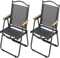 2-Pack Portable Folding Fishing Chair with Thickened Steel Frame Solid Wood Armrests &amp Teslin Fabric - Lightweight Collapsible for Hiking Beach Backpacking &amp Picnic