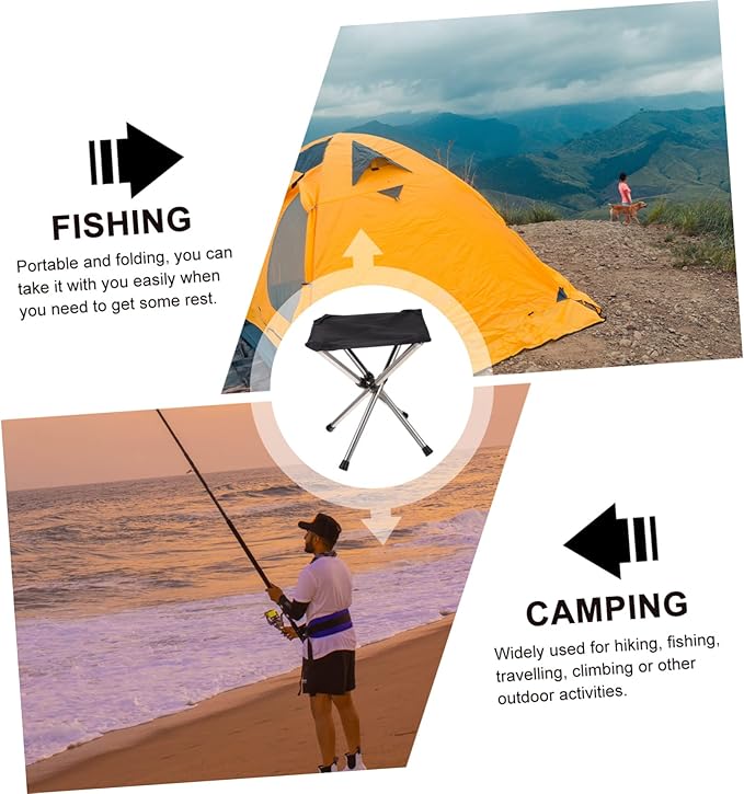 Kisangel 1pc Folding Chair Portable Outdoor Fishing Stool Stainless Steel Camping Seat for Hiking Activities Compact and Lightweight Design