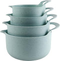 COOK WITH COLOR Nesting Plastic Mixing Bowl Set with Pour Spouts and Handles Speckled Mint 4 Piece Non-Slip