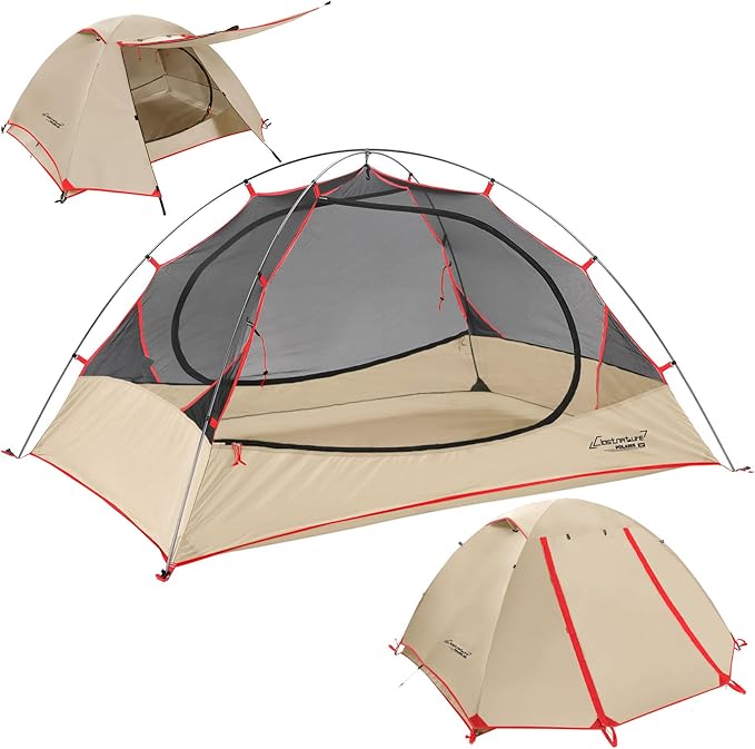 Clostnature Lightweight Backpacking Tent - 1/1.5/2/3/4/6 Person Ultralight Waterproof Camping Tent 3 Season Large Size Easy Setup Tent for Family Outdoor Hiking and Mountaineering