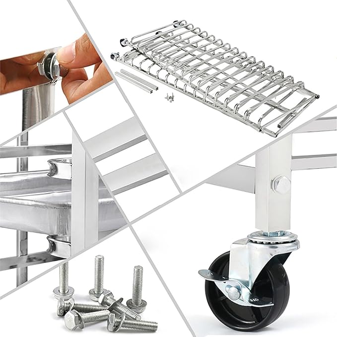 Commercial Aluminium Bun Racks Speed Rack with Heavy Duty Plate Casters Baking Racks for Oven Use with Pan Cookie Cooling Racks for BakingOpen-Plan-9 Tier