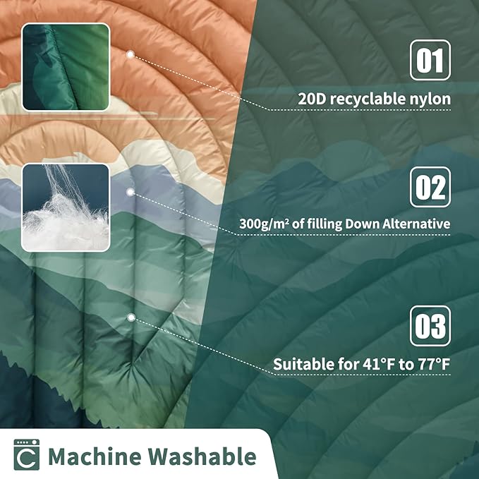 Camping BlanketLightweight Puffy Printed Camping Blanket Packable Outdoor Blanket for CampingTraveling Stadium Hiking Picnics