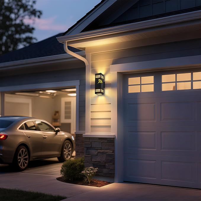 Dusk to Dawn Outdoor Wall Light 2 Pack Modern Exterior Lighting Fixtures for House Black Outdoor Sconce Lights with LED Bulbs Up Down Lights Outside Garage Lights for House Porch Door