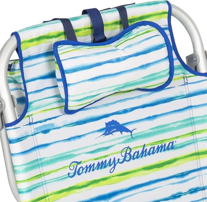 Tommy Bahama 2 Pack Backpack Beach Chair 5 Position Chair Including Lay Flat (White Stripes)