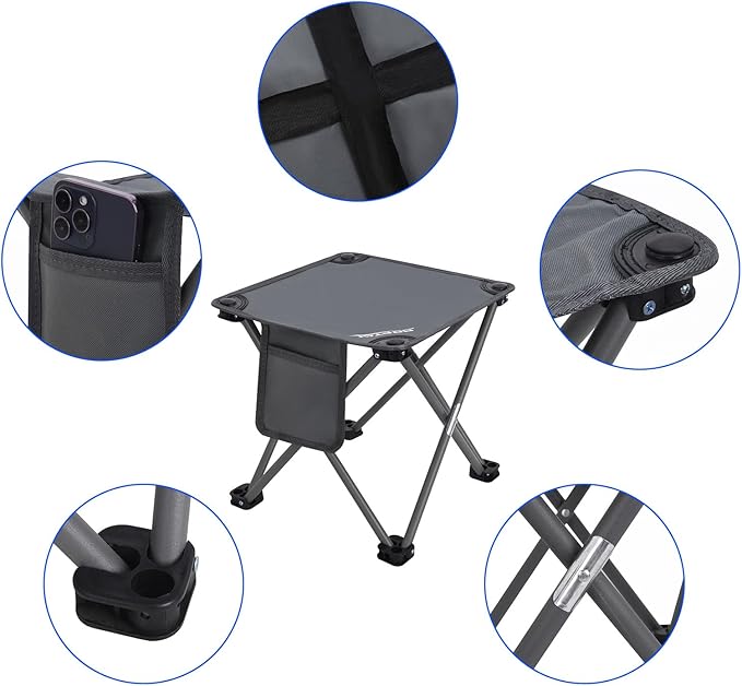 Roptat 2 Pack Camping StoolPortable Folding Compact Lightweight Stool Seat for Camping Fishing Hiking Gardening Outdoor Walking Backpacking Travelling and Beach with Carry Bag (Grey)