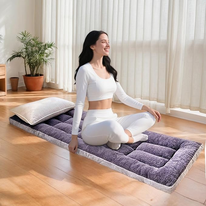 Thick Camping Sleeping Pad - Lamb Fluff Camping Cot Pads for Adult Soft Sleeping Mat Non-Slip Camping Mattress Pad for Car Tent
