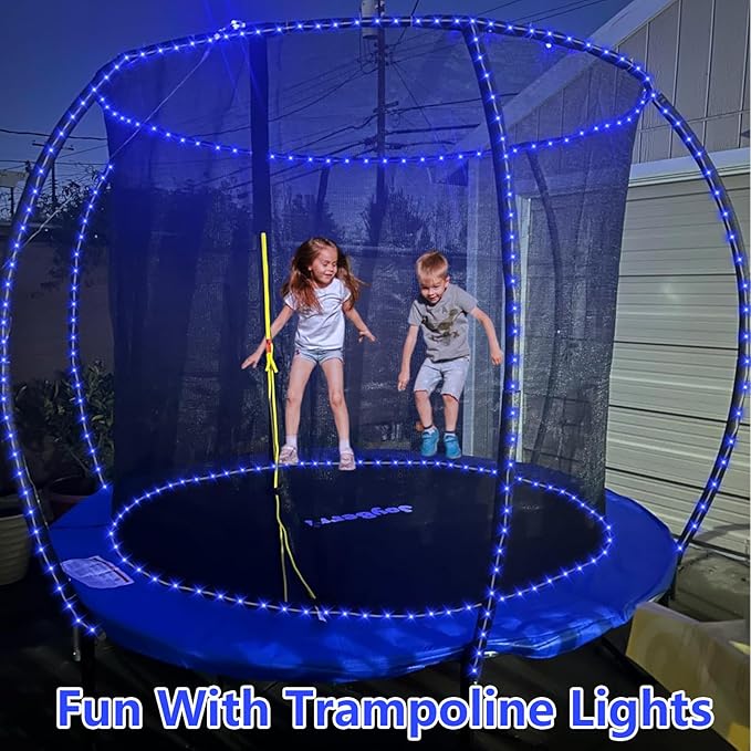 QITONG Blue Solar Rope Lights Outdoor 2 Pack Each 33ft 100LED String Light Fairy Lights in Clear Thin Tube with 8 Modes