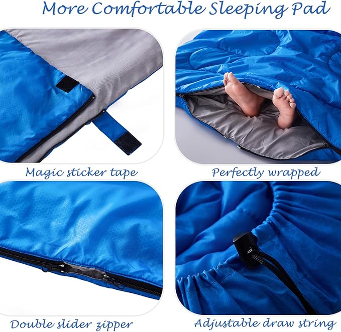 Tuphen Double Sleeping Bag Sleeping Bag with 2 Pillows Queen Size XL Bag for 2 People Cold Warm Weather- 3 Seasons Waterproof Adults for Camping Backpacking or Hiking