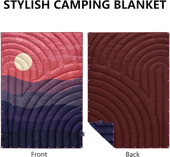 Camping BlanketLightweight Down Alternative Puffy Printed Camping Blanket Packable Outdoor Blanket for CampingTraveling Stadium Hiking Picnics