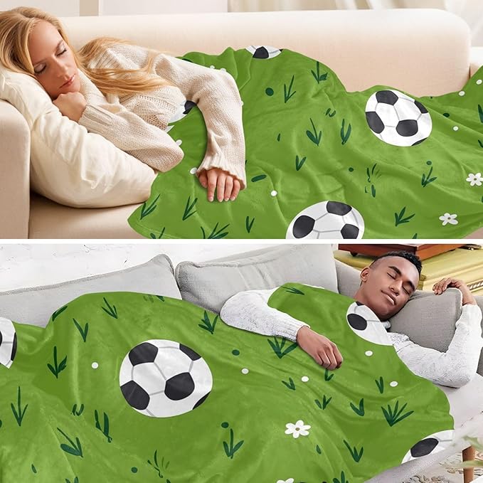 Soft Throws Green Field Football Blankets For Teen Girls 50 x 70 Inch