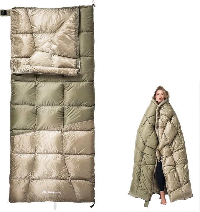 BISINNA Down Sleeping Bag for Adults 650FP Ultralught Wearable 3 Season Backpacking Sleeping Bags Muti-Use Outdoor Packable Sleeping Bag with Compression Sack for Hiking Travel