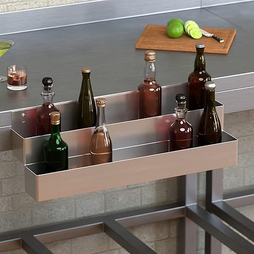 Stainless Steel Double Tier Speed Rail Liquor Rack Speed Rack Bottle Holder - 30 Inch