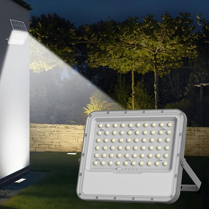 200W Solar Lights Outdoor 20000LM LED Automatic Light with 20000mAh Battery180°Wide Angle Waterproof Outside Solar Powered Security Flood Light and 8.2ft Cable with Radar Remote Control for Pathway