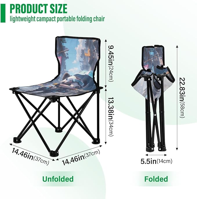 KLL Cartoon Cute Panda Style Folding Portable Beach Chairs for Traveling Ultralight Camping Chair with Carrying Bag Portable Chair for Waiting in Line for Travel Hiking