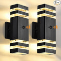 DASTOR Motion Sensor Outdoor Wall Lights 2 Pack Dusk to Dawn Outdoor Lighting 2-Layer Exterior Porch Light Fixtures Up and Down Outside Lights for House Garage