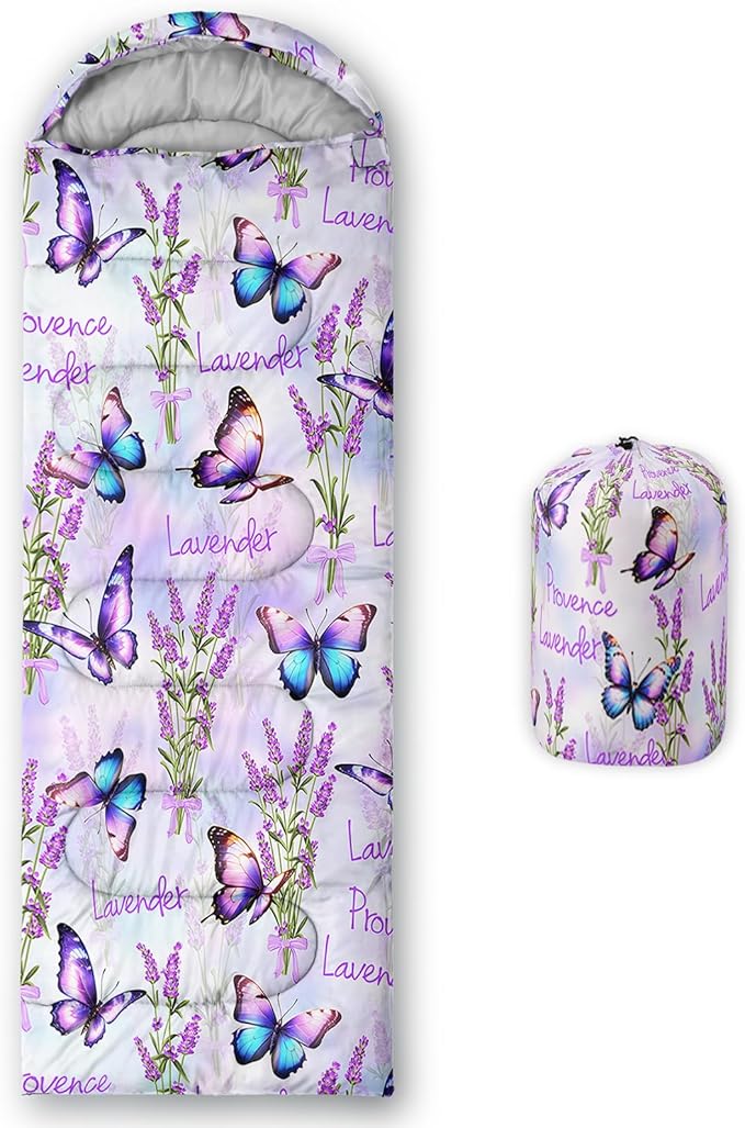 HOSIMA Kids Cute Dog Sleeping BagDifferent Pet Dogs Pattern Cold Weather Gear for CampingAnimal Themed with Christmas Tree Print Waterproof Sleeping Bags for Outdoors Hiking.