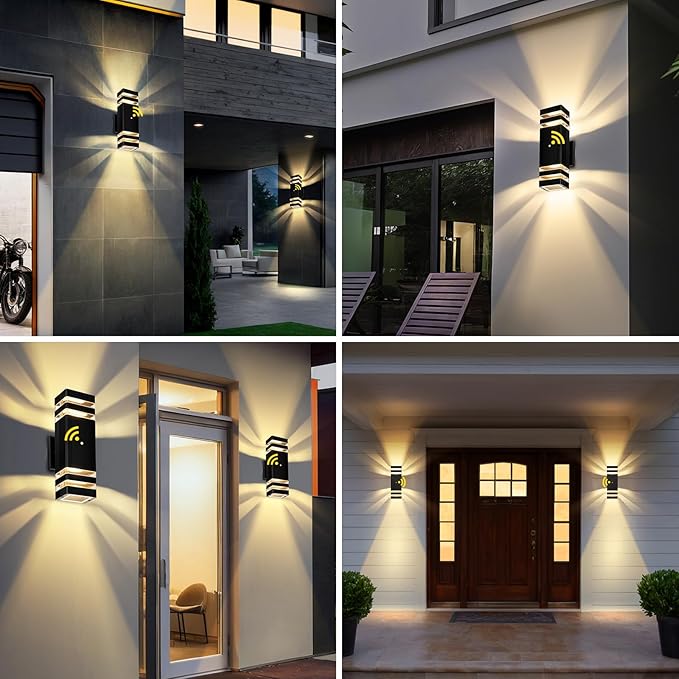 Exterior Lighting Fixtures Dusk to Dawn 2 Pack 3000K Warm White Outdoor Wall Lights Up and Down Porch Lights Waterproof Outdoor Lights for House Porch Patio