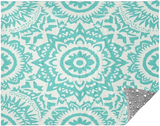Soft Throw Blanket Boho Mint Green Vintage Flowers Women's Blanket 50'' x 70''