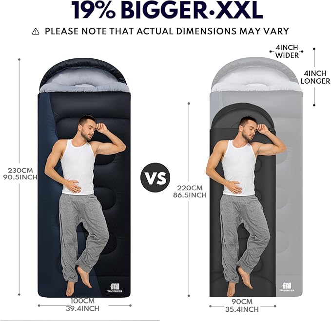 XXL Winter Sleeping Bags for Adults Cold WeatherCamping Sleeping Bag for Kids with Compression Sack4 Season Camping Essentials Gear for HikingTravelingOutdoorBackpackingClimbing