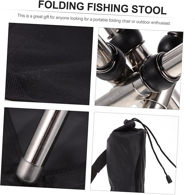 Kisangel Portable Folding Stool Adjustable Height Outdoor Camping Chair Stainless Steel Lightweight Collapsible for Fishing Tailgating and Travel