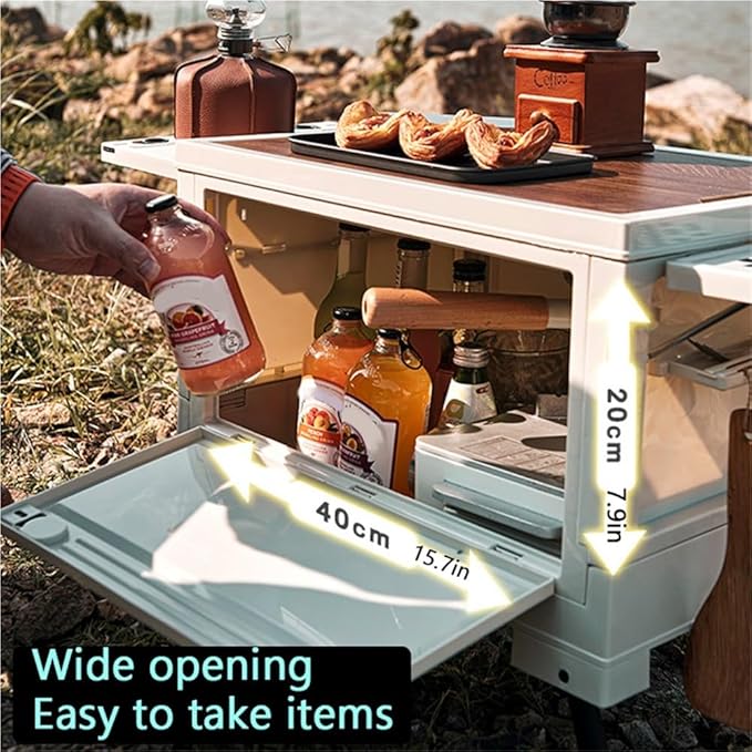 Plastic Camping Storage Box with Hooks Foldable Picnic Organizer Bin for Outdoor Gear Camp Kitchen or Car Trunk Portable Multi-Purpose Picnic Basket with Table