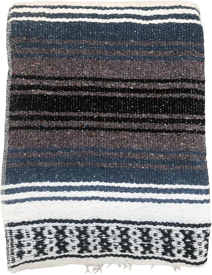 Baja Authentic Mexican Falsa Blanket Perfect for YogaBeach CampingPicnic Car seat Cover Home Throw Decor(Dust Blue)
