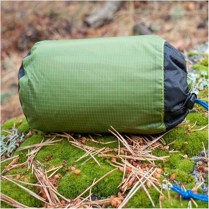 Compatible for Tarp Lightweight Sun Shelter Camping Mat Tent Footprint 15D Nylon Silicone(Dark Green 210x150CM)
