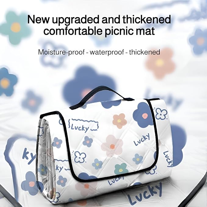 lilaBelle] Thick Picnic Mat【Waterproof Camping Blanket】 Oxford Cloth with PVC Backing Portable Outdoor Cover for BBQ Spring Outing Festival Beach Party Essentials Style H