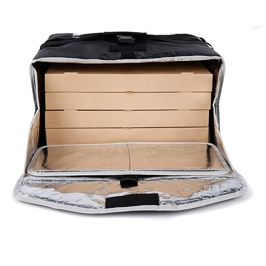 cherrboll Insulated Pizza Delivery Bag Commercial Food Warmer Carrier Bag 18 by 18 by 9 Holds 4-16 Pizza Boxes or Trays