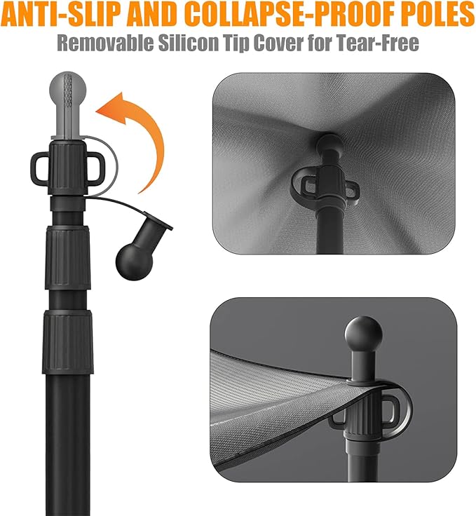 WILDROAD Tarp Poles Tent Poles Canopy Poles 7.7 ft Telescoping Aluminum Poles with Non-Slip Aluminum Cone Bottom Portable and Lightweight Camping Gear for Camping and Awnings Set of 4