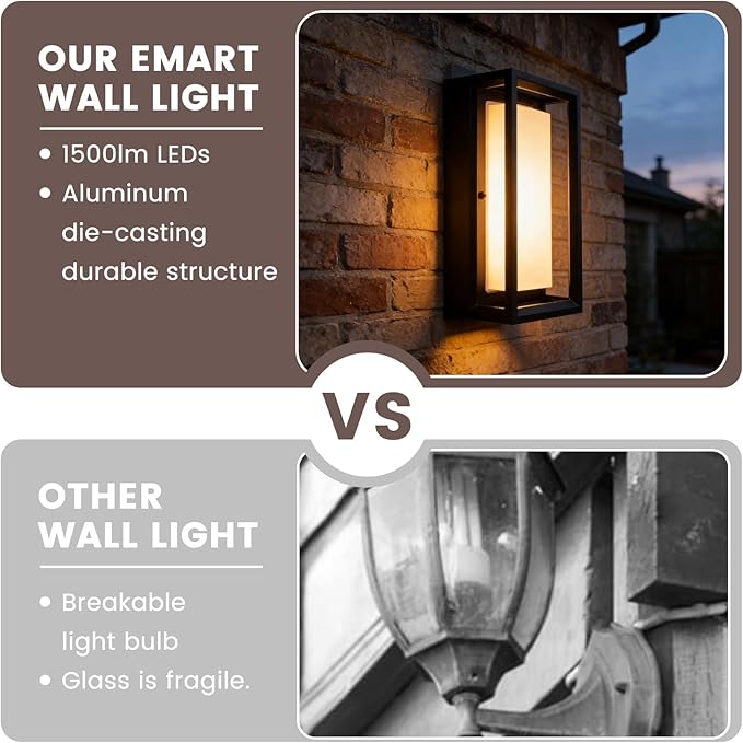 LED Outdoor Wall Sconce &amp Porch Sconce 3000K 1000 Lumens Die Cast Aluminum Porch Lights Modern Exterior Decorative Light Fixture for Front Door Garage House Entrance(5.5X4.3X11inch)