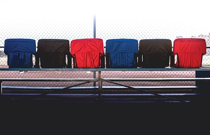 PICNIC TIME Disney Minnie Mouse Ventura Reclining Stadium Seat with Back Support Bleacher Seat Beach Floor Chair (Red) Disney Minnie Mouse - Red 20 x 2 x 32