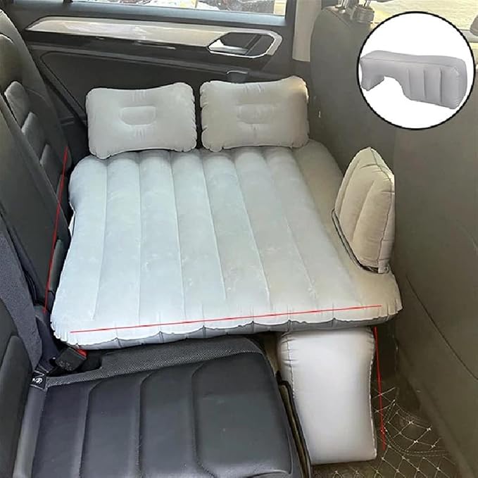 Inflatable Mattress Car Back Seat Air Cushion Camping Inflatable Cushion Flocking Wear-Resistant Material 85x45 Cm Portable Size
